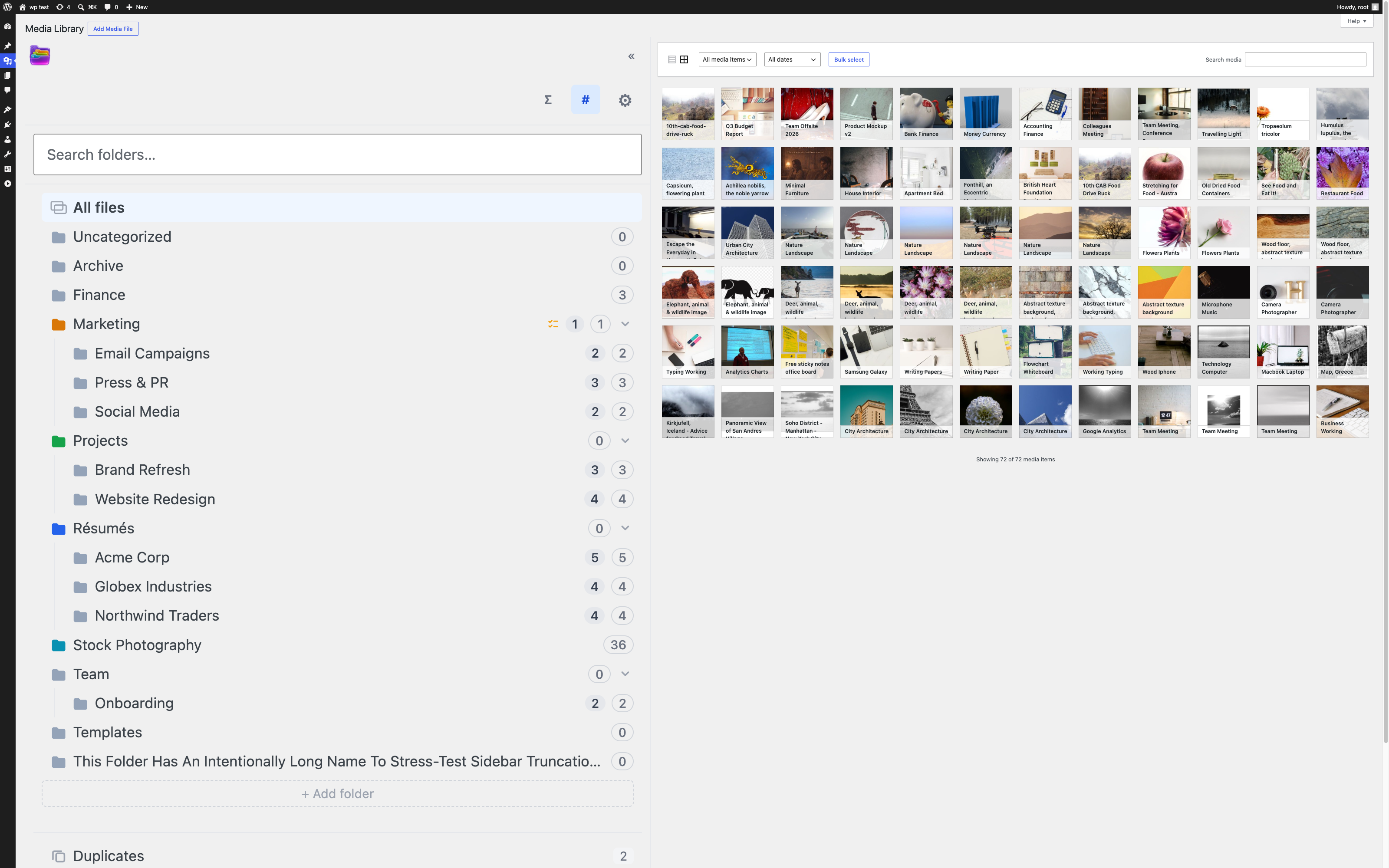Colour-coded nested folders