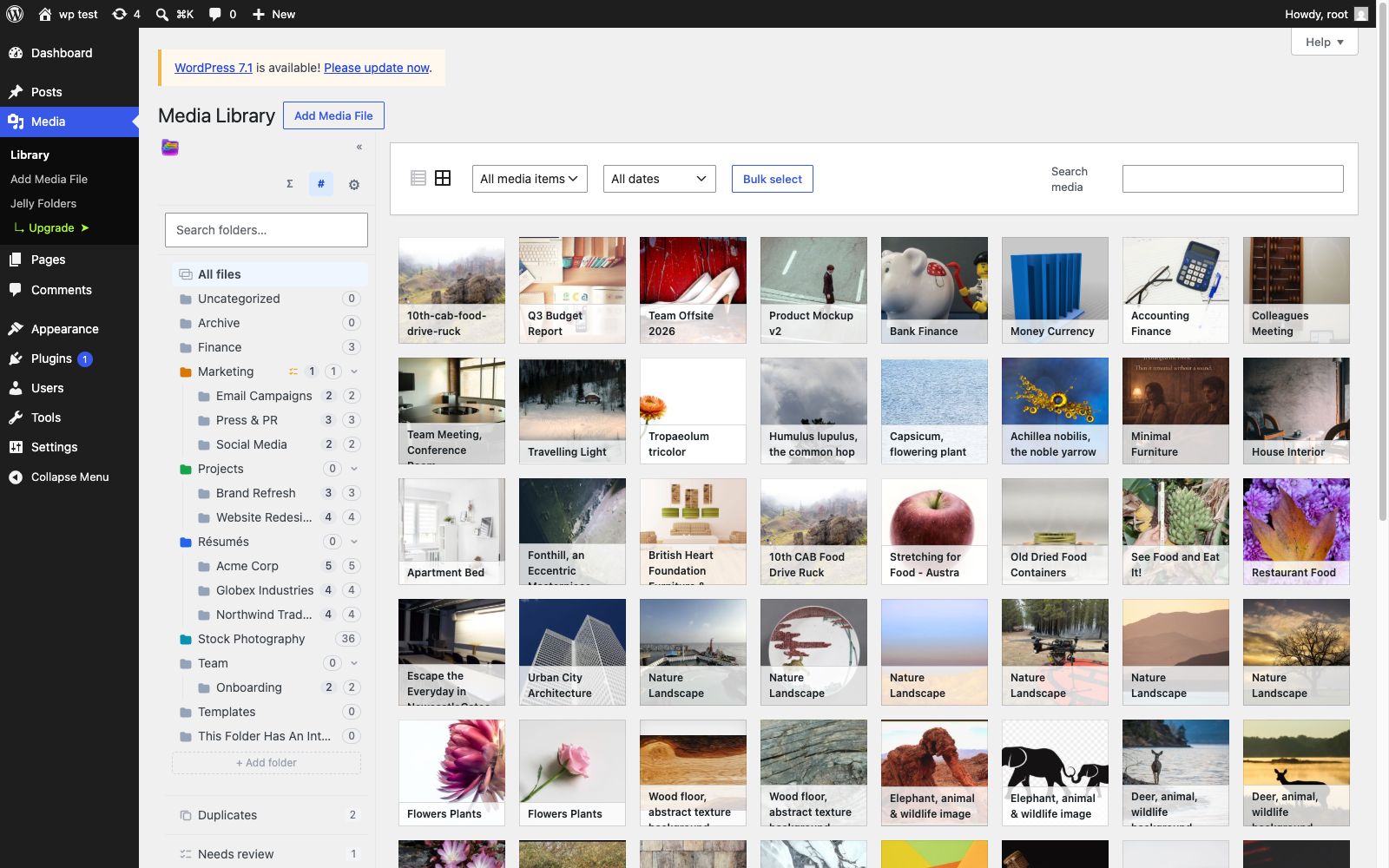 Two-pane folder UI inside upload.php